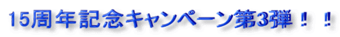 15周年記念キャンペーン第3弾!!